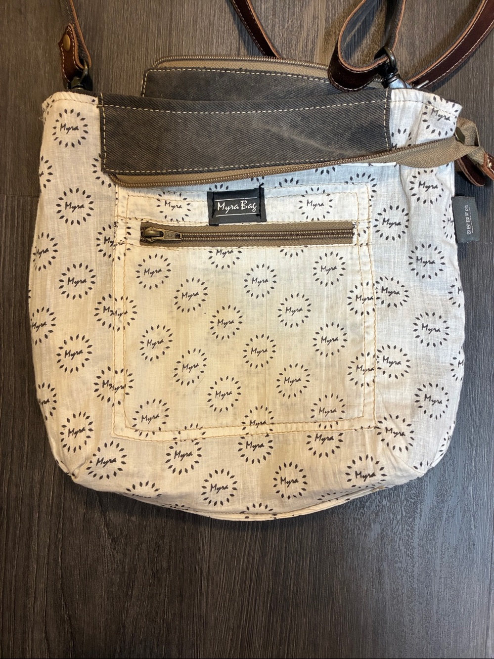 Myra Bag Neutral Medallion Pattern Crossbody Bag - Picture 6 of 8